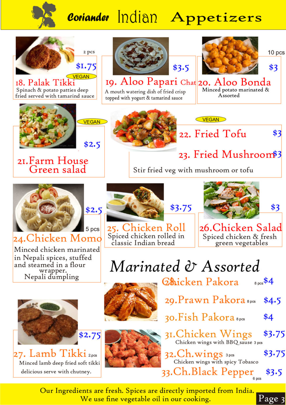 Menu Coriander Indian BKK1