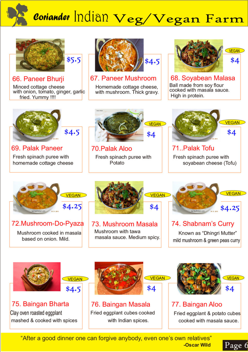 Menu Coriander Indian BKK1