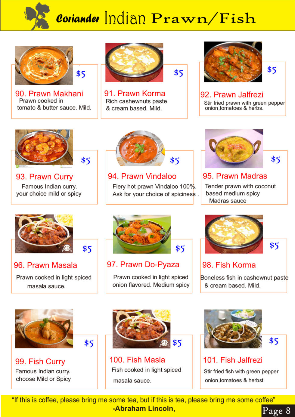 Menu Coriander Indian BKK1